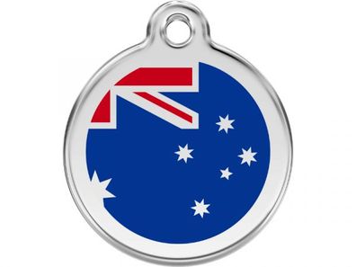 Red Dingo Hundemarke Australische Flagge mit Gravur (Größe: M)