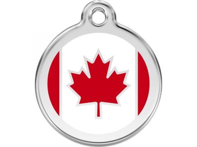 Red Dingo Hundemarke Kanadische Flagge mit Gravur (Größe: S)