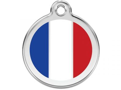 Red Dingo Hundemarke Französische Flagge mit Gravur (Größe: S)