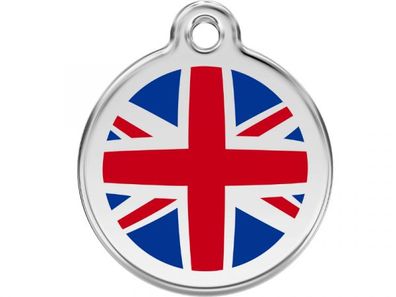 Red Dingo Hundemarke Britische Flagge mit Gravur (Größe: S)