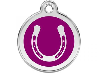 Red Dingo Hundemarke Hufeisen violett mit Gravur (Größe: M)