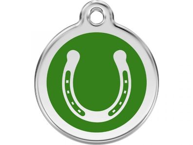 Red Dingo Hundemarke Hufeisen grün mit Gravur (Größe: L)