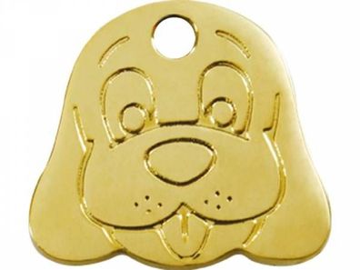 Red Dingo Hundemarke Hundegesicht gold mit Gravur (Größe: L)