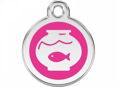 Red Dingo Katzenmarke Fischglas hot pink mit Gravur