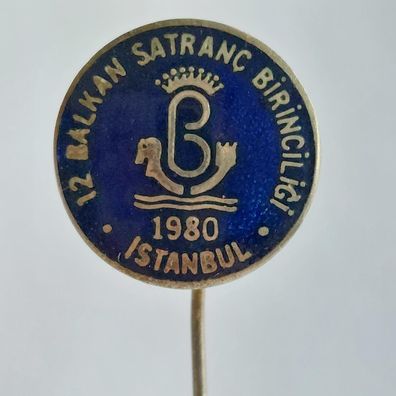 Schach Anstecknadel 12. Schachbalkaniade Schachturnier Istanbul 1980 Türkei