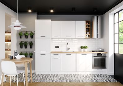 Küchenzeile Einbauküche ELIN mit modernen Rahmenfronten 280 cm 9-teilig Set01