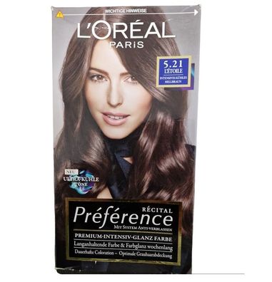 Loreal Haarfarbe Intensives kühles Hellbraun 5.21 Preference hoch Glanz Elixier