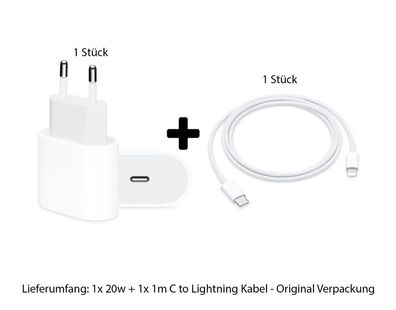 Original Apple iPhone X XR XS 11 12 13 14 Plus Kabel + Adapter Netzteil TypC 1m