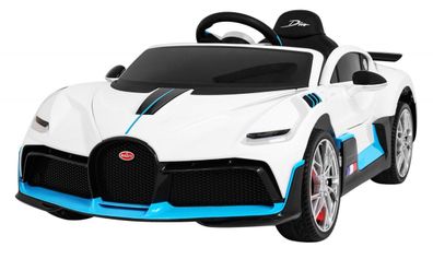 Bugatti Divo Batteriebetriebenes Auto für Kinder Weiß + Fernbedienung + EVA + ...