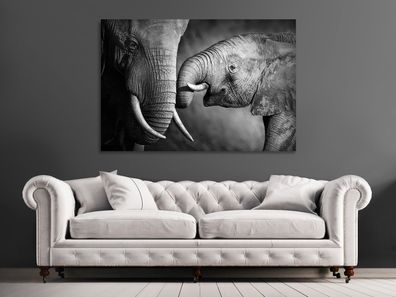 Wandbild Modern Tier Familie Elefant Kunst Leinwand , Acrylglas , Poster