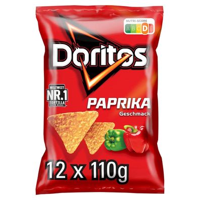 Doritos Paprika -Tortilla Nachos mit Paprika Geschmack Snack 12er Pack 12 x 110g
