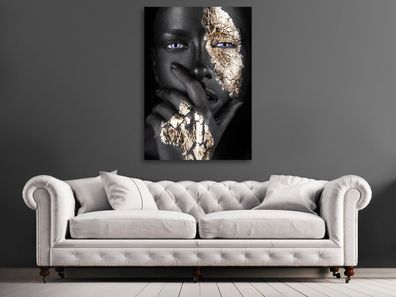 Wandbild Modern Frau mit Gold Luxus , Kunst Leinwand , Acrylglas , Poster