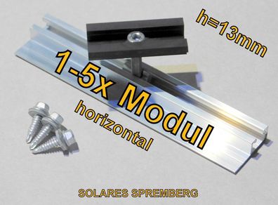 Unterkonstruktion Trapezblechdach für 1-5x PV-Module Hochsicke horizontal H=13mm