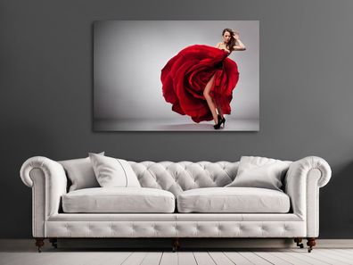 Wandbild Art Modern Frau mit elegantem Rot Kleid Kunst Leinwand , Acrylglas , Poster