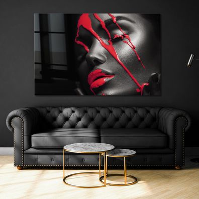 Wandbild Art Modern Frau mit roten Lippen Kunst Leinwand , Acrylglas , Poster