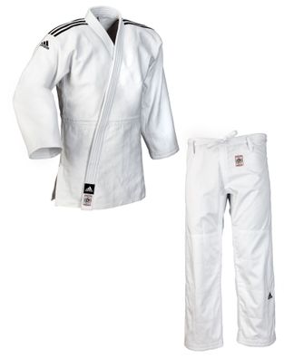 adidas Judoanzug Champion II IJF, weiß/ schwarze Streifen, JIJF