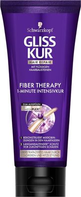 Schwarzkopf Gliss Kur 1-Minute Intensivkur Fiber Therapy, Haarpflege, 200 ml