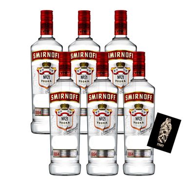 Smirnoff No. 21 -6er Set- Vodka 37,5% Vol. 6 x 1L- [Enthält Sulfite]