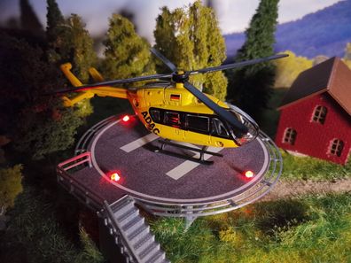 Hubschrauberlandeplatz | Helikopter | mit LED | Spur N | 1:160 Fertigmodell