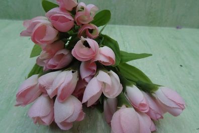 1 sehr alter künstlicher Blumenstrauß Tulpen rosa creme