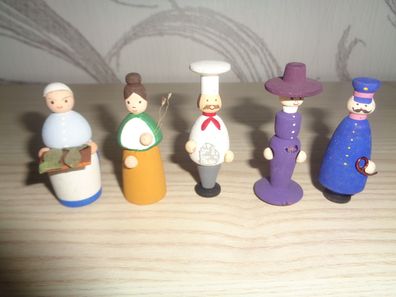 5 Figuren, Miniaturfiguren Erzgebirge Dregeno, Sammelfiguren, Berufe, Eisenbahn