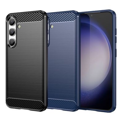 TPU Hülle für Samsung Galaxy S24 Carbon Fiber Skin Brushed Schutzcover Soft Case