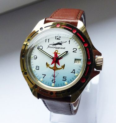Schöne ungetragene Vostok Komandirskie Marine Herren Vintage Armbanduhr Top Zustand