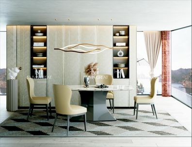 Esstisch Tisch Gruppe Esszimmer Wohnzimmer Garnitur Holz Design Luxus Modern Neu