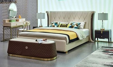 Klassisches Bett 2x Nachttisch 3tlg. Schlafzimmer Set Betten neu Luxus 200x200