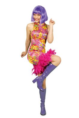 buntes Kleid Party Kostüm Hippie Fantasy 70er Hippiekostüm Gr.36-42 Karneval