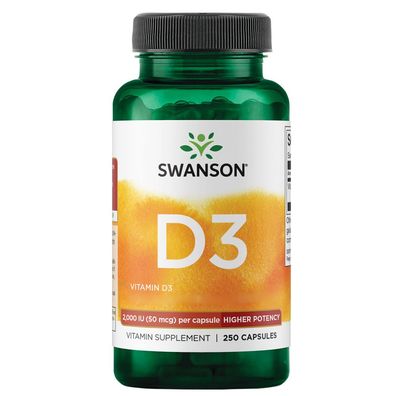 Swanson, Vitamin D3 - Higher Potency, 2,000 IU (50 mcg), 250 Kapseln
