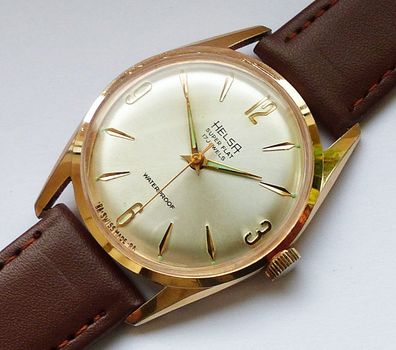 Schöne Helsa Super-Flat 17Jewels Swiss Herren Vintage Armbanduhr 60er Jahre Top Uhr