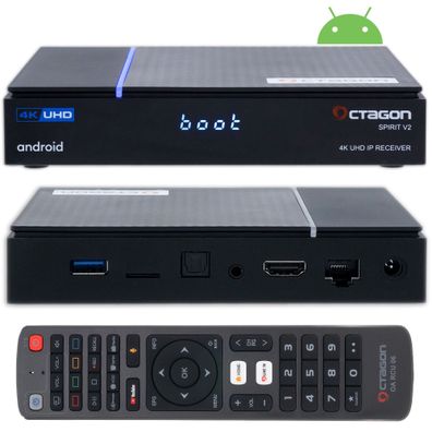 Octagon Spirit PRO 4K UHD HDR10+ Smart Android TV OTT IP Media-Streaming-Box mit ...
