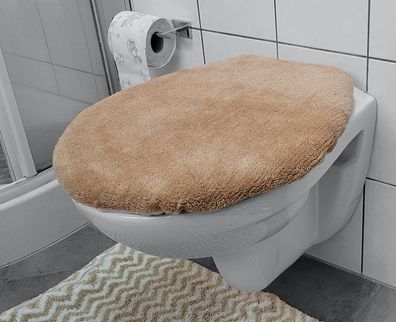 Spirella Uni Karamell Beige WC Bezug / Deckelbezug 47x50 cm. Florhöhe: 10mm