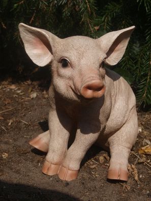 Schwein Ferkel Deko Figur lebensecht wetterfest Gartenfigur NEU S HOTANT (Gr. Groß)