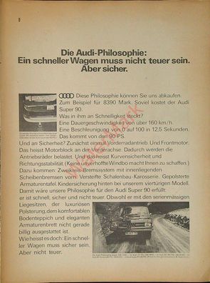 Originale alte Reklame Werbung Audi Super 90 v. 1967 (1)
