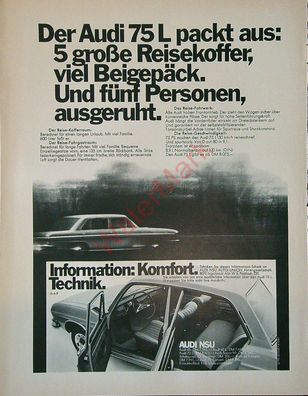 Originale alte Reklame Werbung Audi Super 75 v. 1970