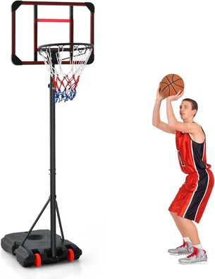 Basketballkorb Outdoor mit Ständer, Basketballständer 155-210cm höhenverstellbar