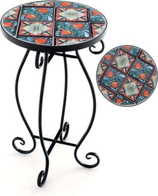 Beistelltisch Mosaiktisch Rund, Mosaik Gartentisch Bistrotisch, 30 x 50 cm tisch