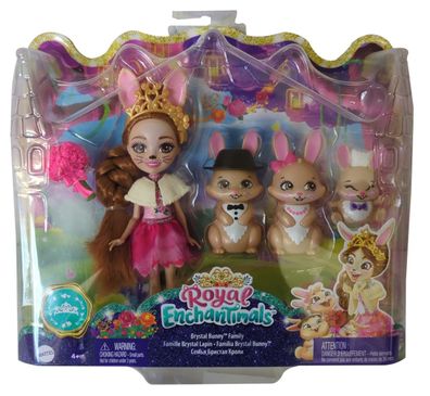 Mattel GYJ08 Royal Enchantimals Spielzeugset mit Hasenmädchen Familie Brystal Bu