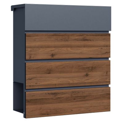 Toboli Briefkasten V63 Anthrazit 410x130x370mm Soft Close Zeitungsfach Stahl