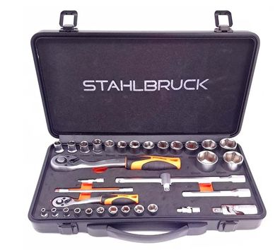 Stahlbruck Steckschlüsselsatz 1/4" + 1/2" 34 teilig