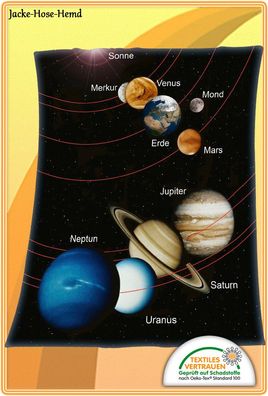 Decke Sonnensystem Planeten Mars Jupiter Erde Sonne Mond Weltall Gr.130x160cm NEU