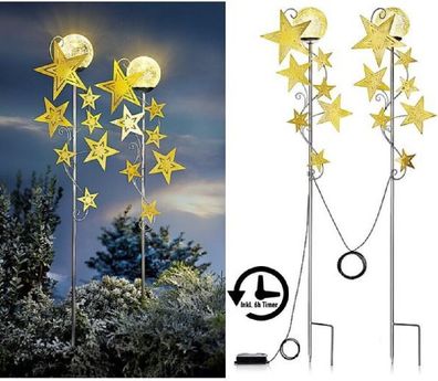 LED Gartenstecker Sternenzauber 2er Set, outdoor, Beleuchtung Garten, Batterieb