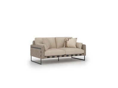 Luxus Beige Zweisitzer Sofa Couch Polster Möbel Textil Wohnzimmer Einrichtung