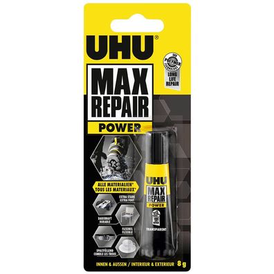 UHU Max Repair POWER 8g Transparenter Extremkleber - Polymertechnologie - Lösemitt...