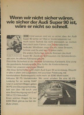 Originale alte Reklame Werbung Audi Super 90 v. 1967 (8)
