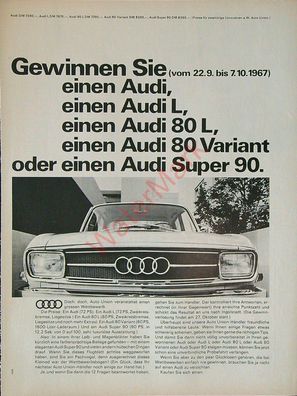 Originale alte Reklame Werbung Audi Super 80 90 v. 1967 (8)