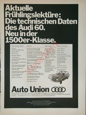 Originale alte Reklame Werbung Audi 60 v. 1968 (6)