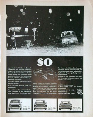 Originale alte Reklame Werbung Austin 850 Mini Cooper v. 1967
